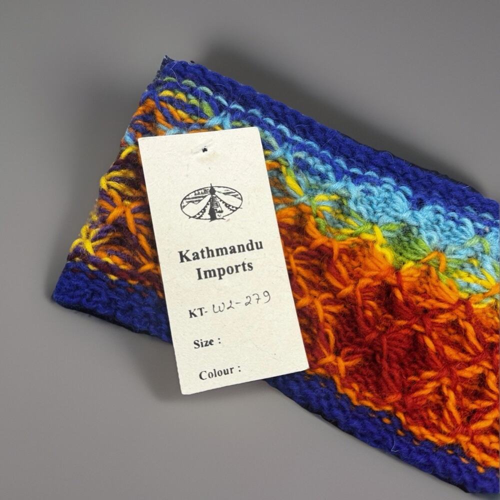 Kathmandu Imports Rainbow Knit Wool Headband Ear Warmer Nepal Boho Hippie -554